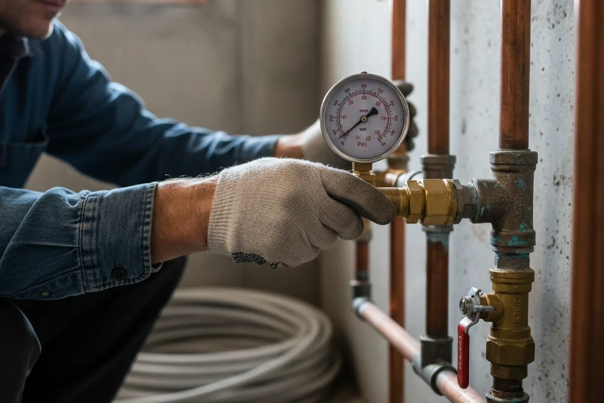 Pressure testing a repaired line during Water Line Repair in Walcott